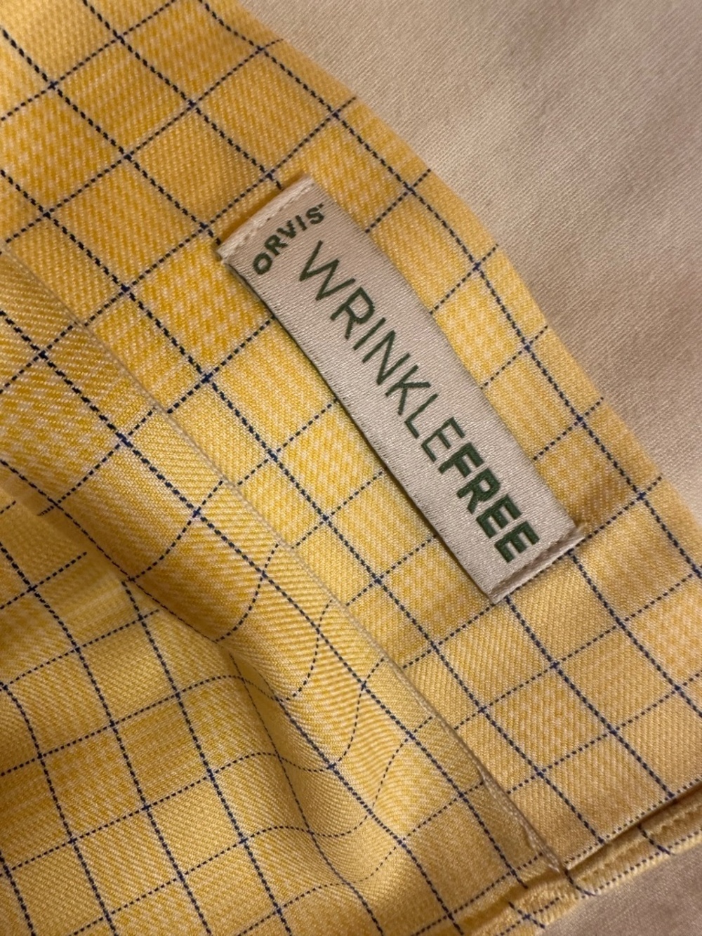 Orvis, L, yellow with blue checks men shirt - Picture 4 of 8